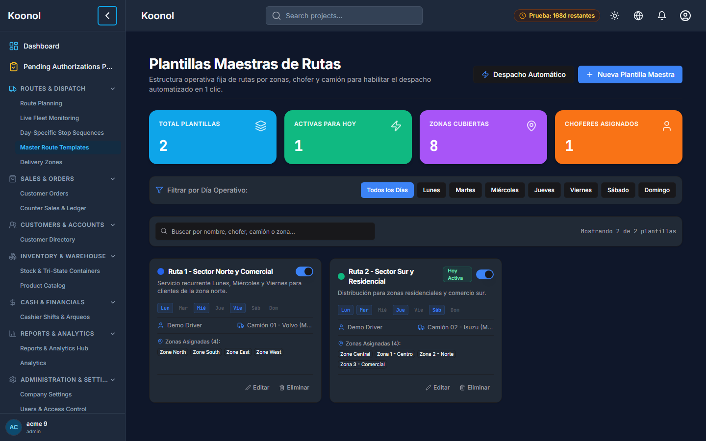 Koonol Central Dashboard